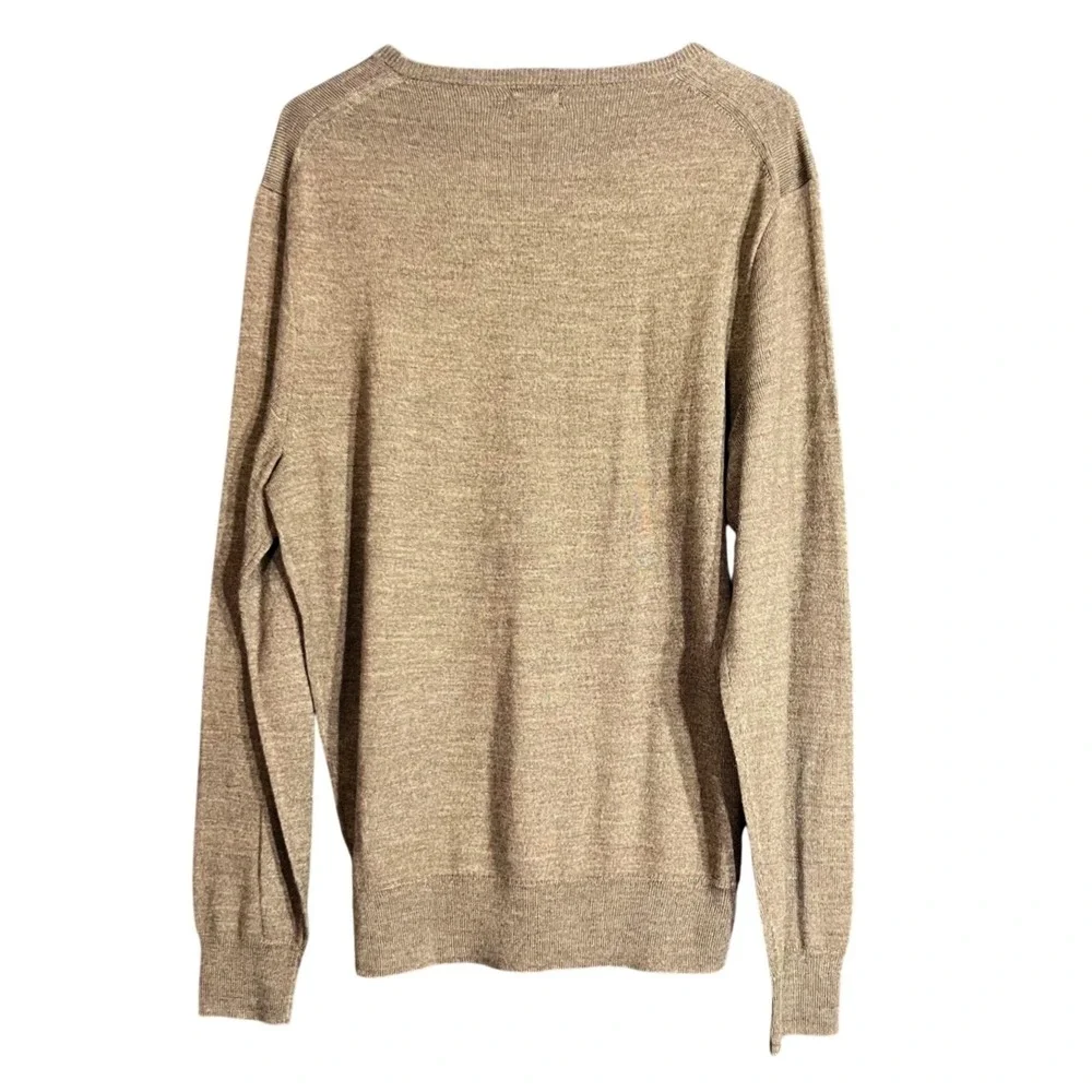 J.Crew Mens Size Medium Merino Wool Blend Crewneck Sweater Preppy Brown Pullover